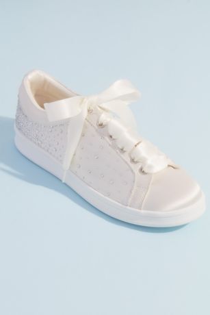 Jewel Badgley Mischka Ivory Sneakers and Casual (Crystal Embellished Satin Wedding Sneakers)